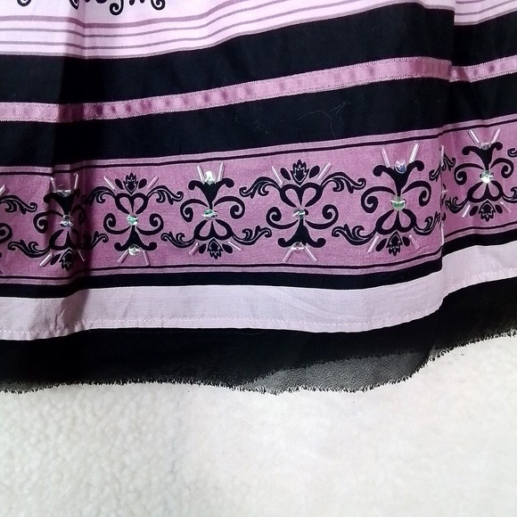 Apt 9‎ Knee Length Cotton Pleated Skirt Size 6 in Purple w/ Fleur de Lis Print - Picture 5 of 10
